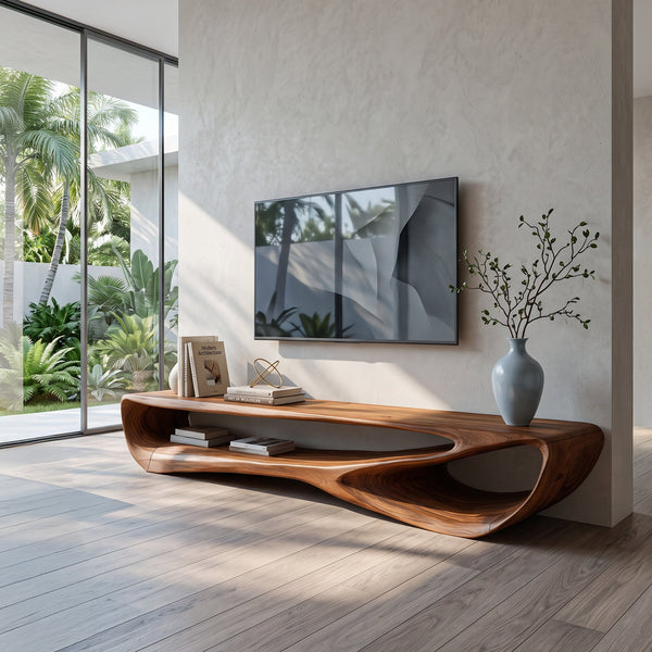 Minimal Curved TV Console For Living Room