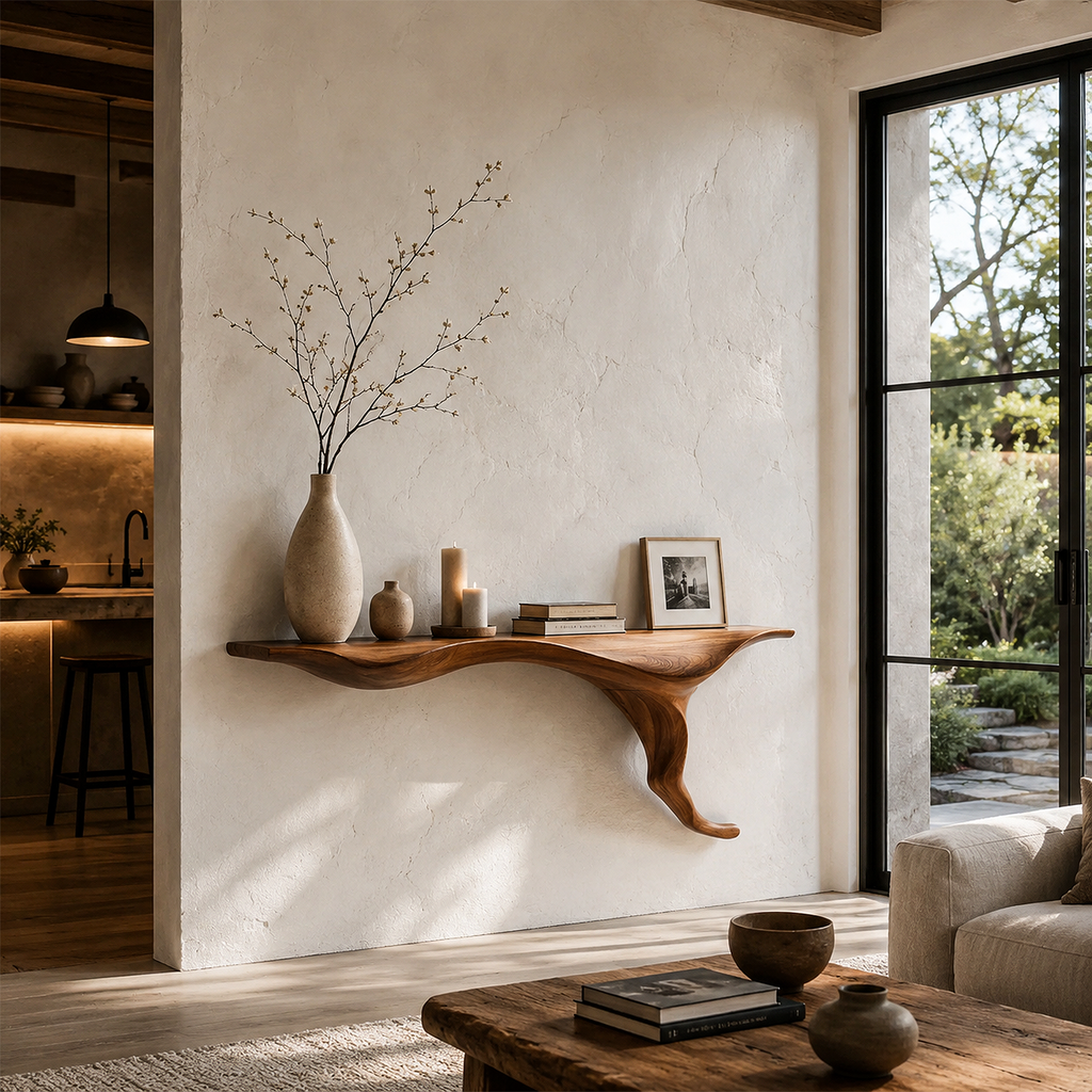 Organic Wall Mounted Console Table With Sculptural Tree Root Design For Entryway