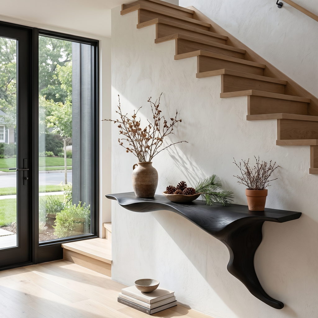 Organic Wall Mounted Console Table With Sculptural Tree Root Design For Entryway