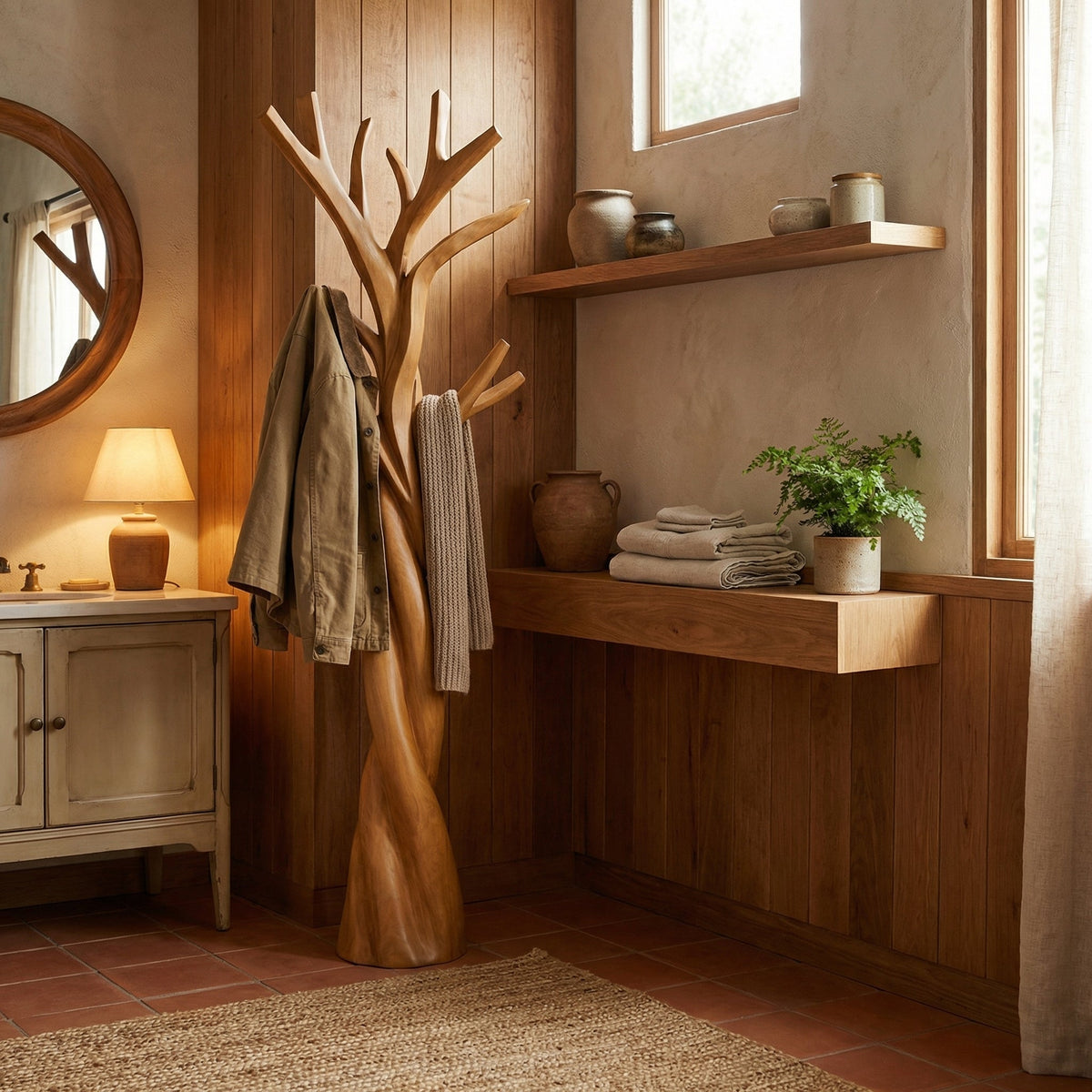 Rustic Twisted Tree Branch Coat Rack