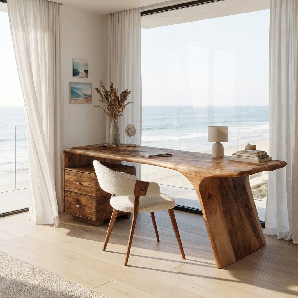 Modern Wooden Desk With Drawers For Workspace